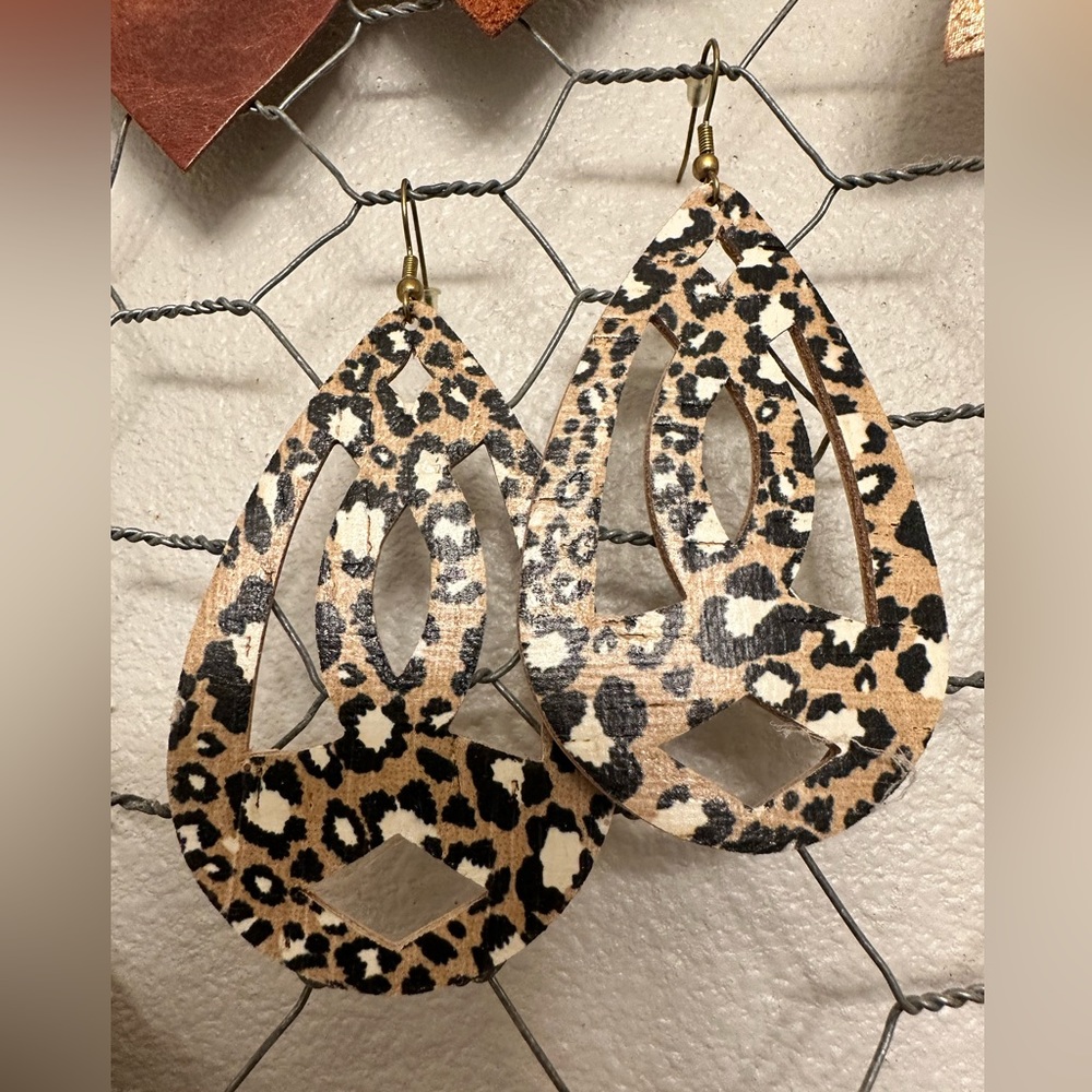 Leopard Cork Earrings